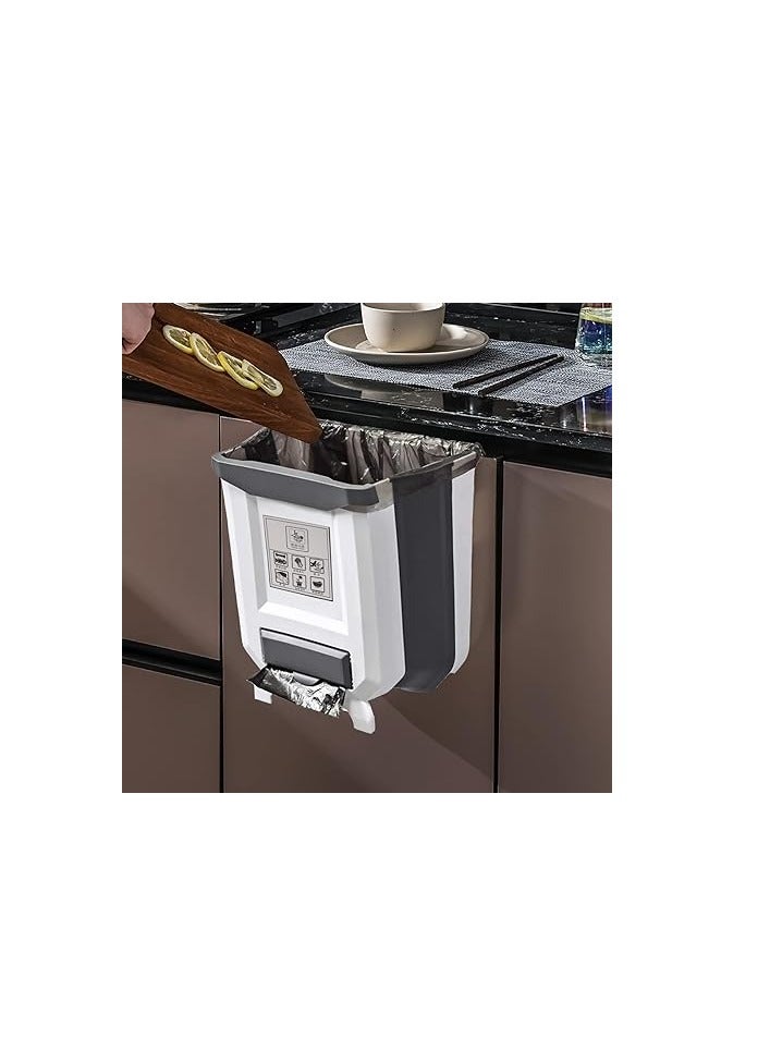 U-HOOME Kitchen Adjustable Hanging Trash Container Car can Cabinet Organizer Garbage Box Desktop Small Compact Expandable, ARTC3238-White - Image 1
