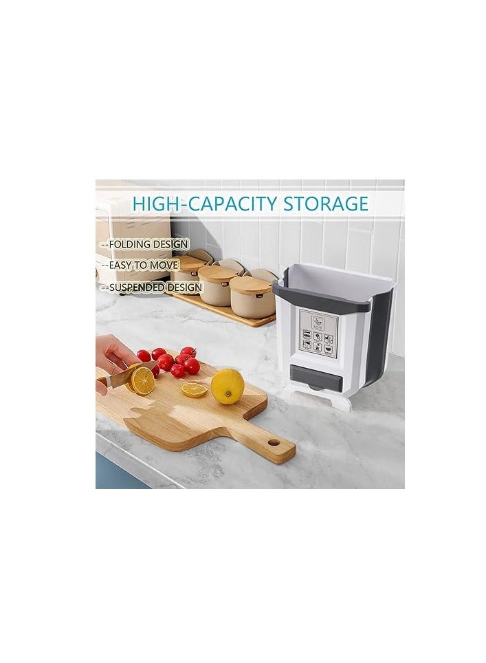 U-HOOME Kitchen Adjustable Hanging Trash Container Car can Cabinet Organizer Garbage Box Desktop Small Compact Expandable, ARTC3238-White - Image 3