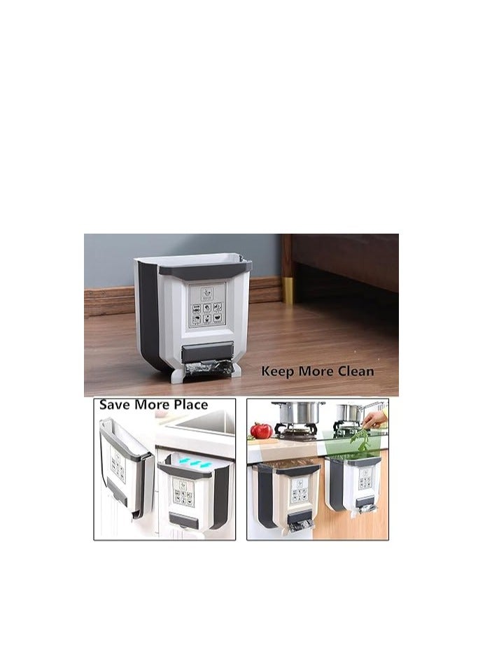 U-HOOME Kitchen Adjustable Hanging Trash Container Car can Cabinet Organizer Garbage Box Desktop Small Compact Expandable, ARTC3238-White - Image 4