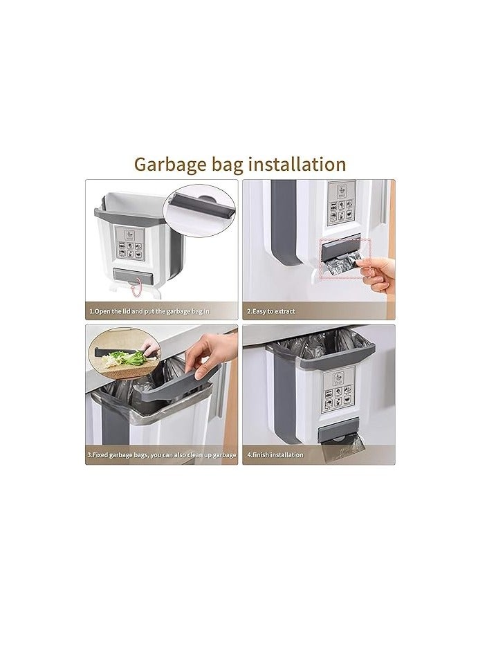 U-HOOME Kitchen Adjustable Hanging Trash Container Car can Cabinet Organizer Garbage Box Desktop Small Compact Expandable, ARTC3238-White - Image 5