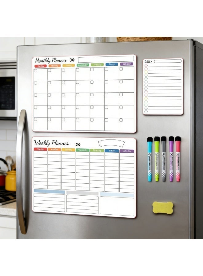 بمعنى سحر بمعنى حديقة تقويم ثلاجة مغناطيسي قابل للمسح الجاف - تقويم شهري وقائمة اليوم، سبورة بيضاء للثلاجة مع مغناطيس خلفي - سبورة تخطيط ملونة - تتضمن أقلام تحديد مغناطيسية وممحاة سبورة بيضاء - Image 5