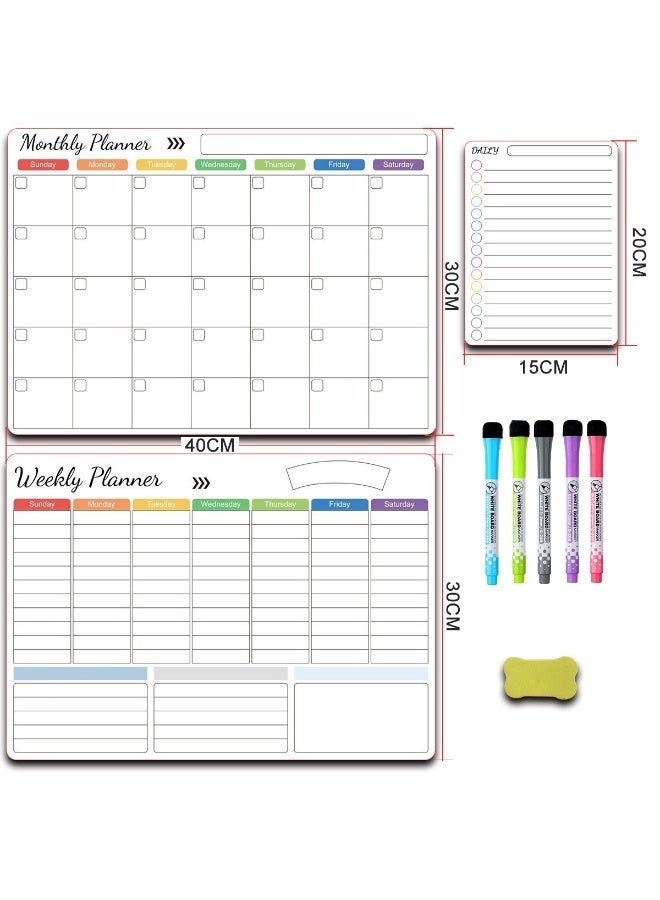 بمعنى سحر بمعنى حديقة تقويم ثلاجة مغناطيسي قابل للمسح الجاف - تقويم شهري وقائمة اليوم، سبورة بيضاء للثلاجة مع مغناطيس خلفي - سبورة تخطيط ملونة - تتضمن أقلام تحديد مغناطيسية وممحاة سبورة بيضاء - Image 3