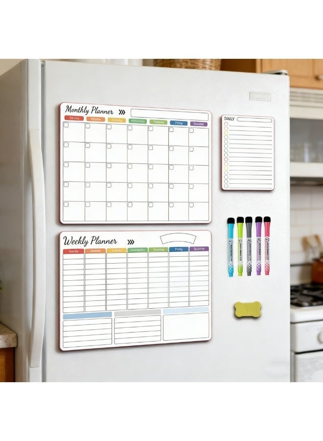 بمعنى سحر بمعنى حديقة تقويم ثلاجة مغناطيسي قابل للمسح الجاف - تقويم شهري وقائمة اليوم، سبورة بيضاء للثلاجة مع مغناطيس خلفي - سبورة تخطيط ملونة - تتضمن أقلام تحديد مغناطيسية وممحاة سبورة بيضاء - Image 4