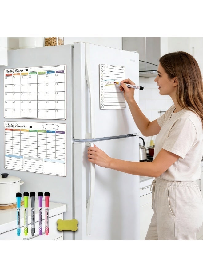بمعنى سحر بمعنى حديقة تقويم ثلاجة مغناطيسي قابل للمسح الجاف - تقويم شهري وقائمة اليوم، سبورة بيضاء للثلاجة مع مغناطيس خلفي - سبورة تخطيط ملونة - تتضمن أقلام تحديد مغناطيسية وممحاة سبورة بيضاء - Image 1