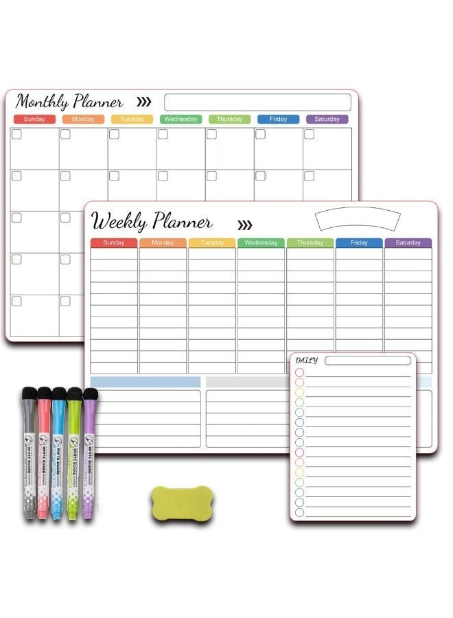 بمعنى سحر بمعنى حديقة تقويم ثلاجة مغناطيسي قابل للمسح الجاف - تقويم شهري وقائمة اليوم، سبورة بيضاء للثلاجة مع مغناطيس خلفي - سبورة تخطيط ملونة - تتضمن أقلام تحديد مغناطيسية وممحاة سبورة بيضاء - Image 2