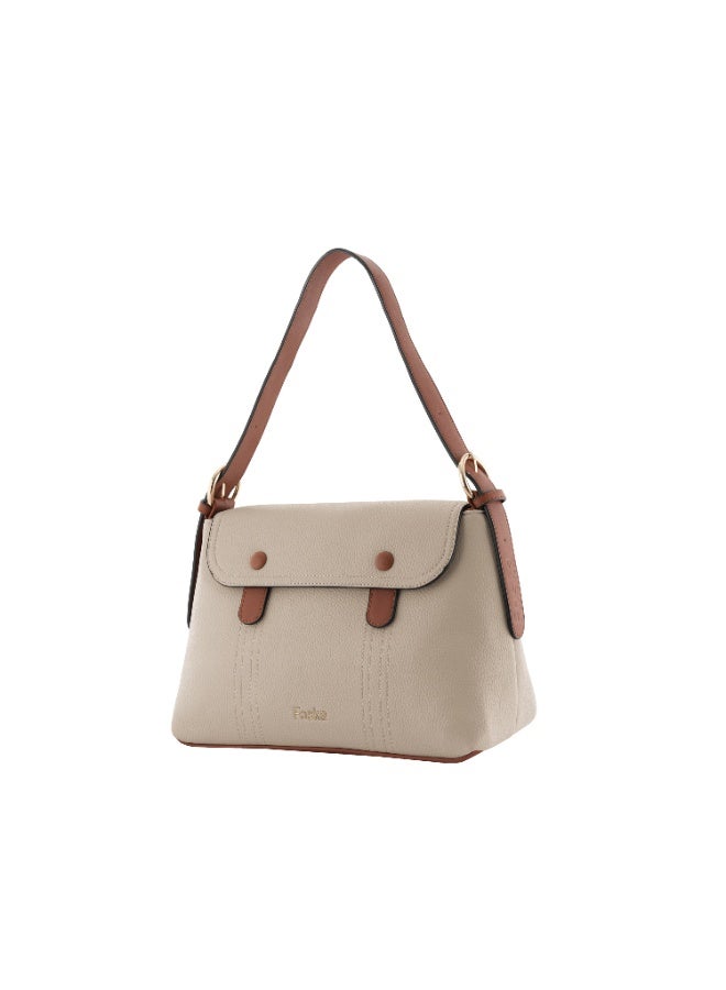 فوسكا شنطة Foska كتف نسائية جلد ناعم – تصميم مستطيل وأنيق لون بيج/نود فاتح – مقاس 31x20 سم - Image 2