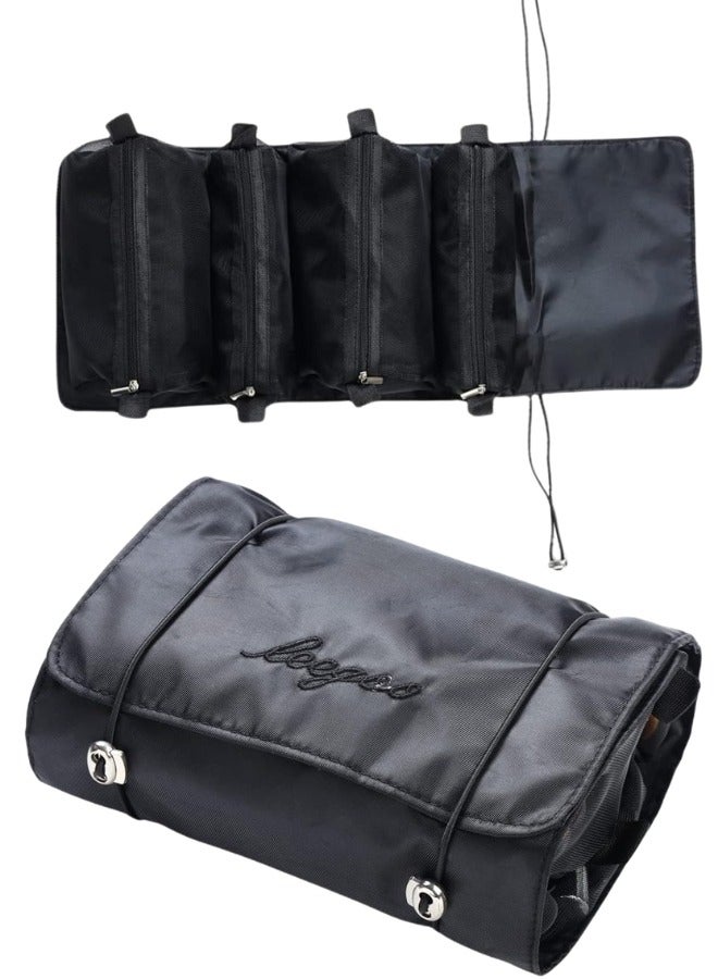 4 in 1 Multifunctional Foldable Portable Travel Cosmetic Storage Bag - Black - Image 1