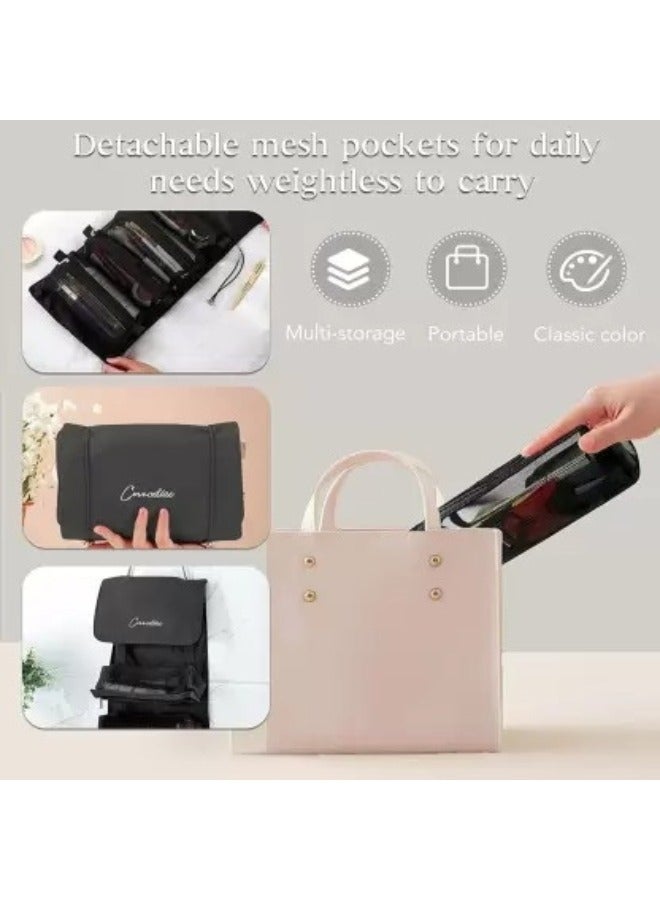 4 in 1 Multifunctional Foldable Portable Travel Cosmetic Storage Bag - Black - Image 5