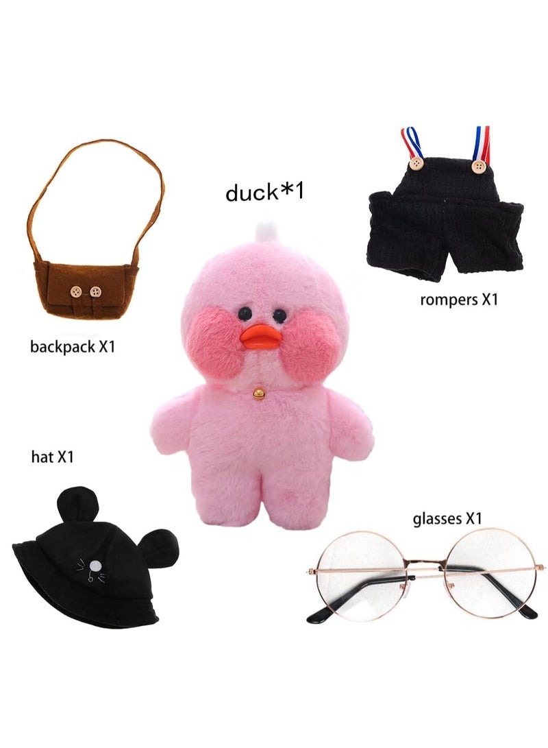 KASTWAVE Duck Stuffed Animal Toy Yellow Duck Stuffed Animal Toy Soft Plush Toy for Kids Girls DIY Hugglable Plush Toy with Cute Hat and Costume Best Gifts for Duckling with Glasses 12inch 30cm - Image 4