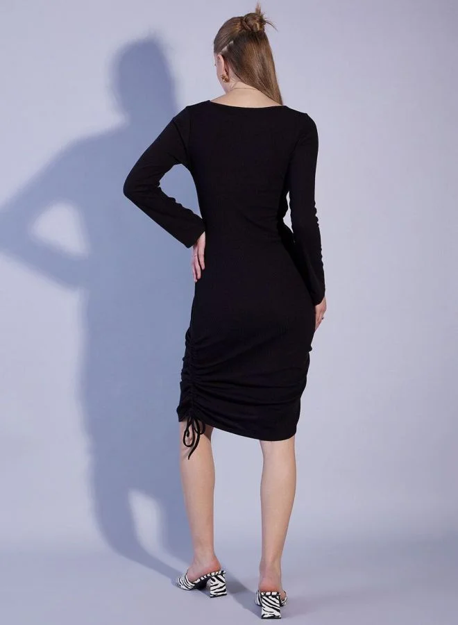 Freehand  Women Regular Fit Solid V-Neck Long Sleeve Dress for Women | Best Price UAE