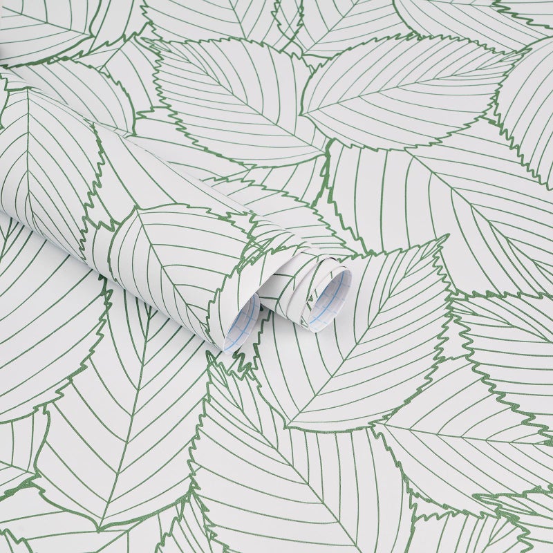 Kitico 177 X1181 Modern Green Leaf Wallpaper Leaf Peel and Stick Wallpaper Green and White Leaves Contact Paper Removable SelfAdhesive Waterproof Leaf Wall Paper for Wall Home Decor
