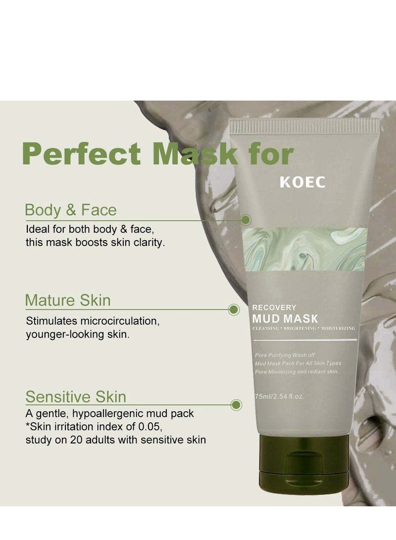 ك أو إي سي [قناع كاردي ب] قناع الوجه من طين الطين للتعافي | K-Mud | قناع الوجه المرطب والمرطب الكوري للمسام العميقة 91.8٪ مكونات مشتق 75 مل - Image 2