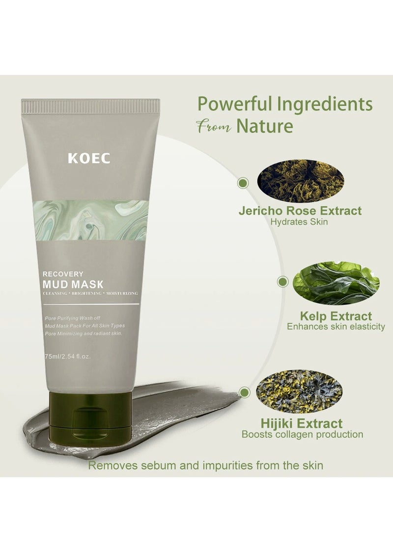 ك أو إي سي [قناع كاردي ب] قناع الوجه من طين الطين للتعافي | K-Mud | قناع الوجه المرطب والمرطب الكوري للمسام العميقة 91.8٪ مكونات مشتق 75 مل - Image 3