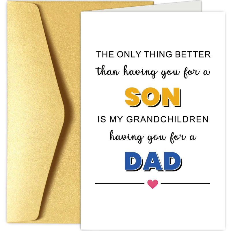 Chenive Father's Day Card for Son, Son Fathers Day Card from Mom Dad, Happy Father's Day Card from Parents, Fathers Day Gift for Son - Image 1