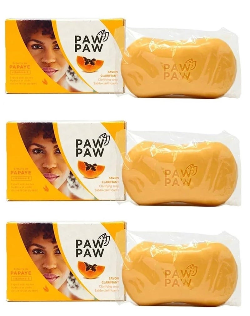 Paw Paw Three Pieces Of Clarifying Soap With Vitamin E And Papaya extracts 3x180g - Image 1