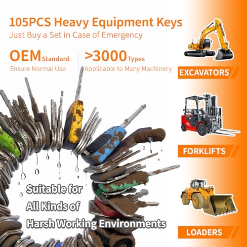 La Macaza 105PCS Non-Duplicate Heavy Equipment Keys Master Set, Construction Ignition Key for CAT JLG Case JD Hyster Kubota Komatsu Yanmar Terex Ford New-Holland Volvo JCB and More, LM105KS - Image 2