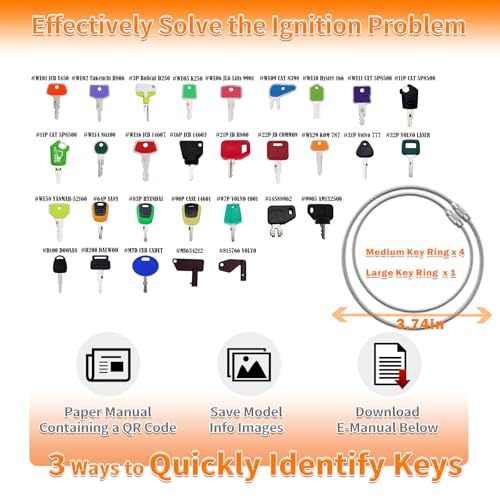 La Macaza 105PCS Non-Duplicate Heavy Equipment Keys Master Set, Construction Ignition Key for CAT JLG Case JD Hyster Kubota Komatsu Yanmar Terex Ford New-Holland Volvo JCB and More, LM105KS - Image 5