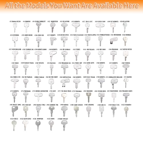 La Macaza 105PCS Non-Duplicate Heavy Equipment Keys Master Set, Construction Ignition Key for CAT JLG Case JD Hyster Kubota Komatsu Yanmar Terex Ford New-Holland Volvo JCB and More, LM105KS - Image 4