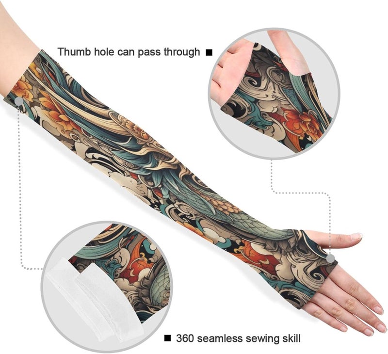 Dragon Tattoo Arm Sleeves for Men UV Sun Protection Sleeves Sports Compression Cooling Sleeves for Volleyball Baseball - Image 3