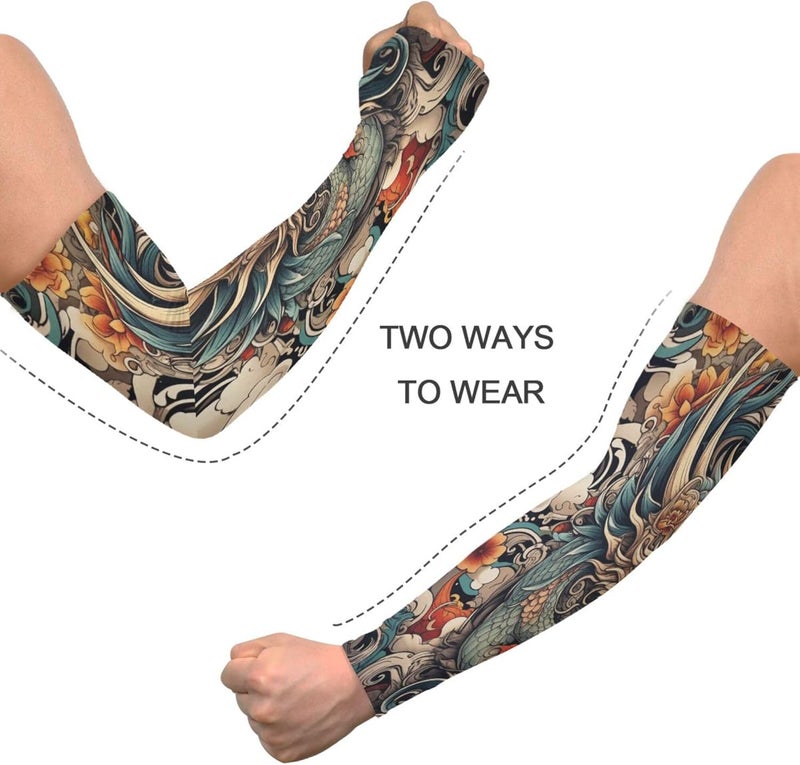 Dragon Tattoo Arm Sleeves for Men UV Sun Protection Sleeves Sports Compression Cooling Sleeves for Volleyball Baseball - Image 4