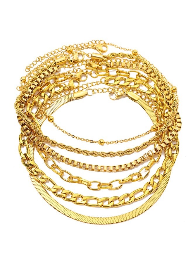 5pcs Multilayer Stainless Steel Bracelet Set for Women, Simple and Elegant Hip Hop Style, Suitable for Festival and Special Party Wear - Image 5