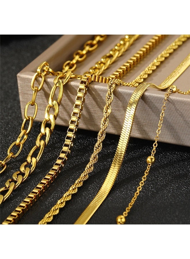 5pcs Multilayer Stainless Steel Bracelet Set for Women, Simple and Elegant Hip Hop Style, Suitable for Festival and Special Party Wear - Image 2
