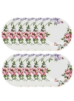 Abir 12-Piece Melamine Deep Plate Set 25 CM / 9.84 INCH White/Floral  - Image 1