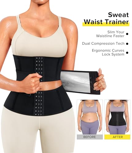 Junlan Sweat Waist Trainer for Women Sauna Waist Trainer for Working Out(Black,Medium) - Image 3