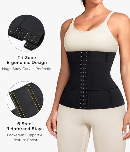 Junlan Sweat Waist Trainer for Women Sauna Waist Trainer for Working Out(Black,Medium) - Image 2