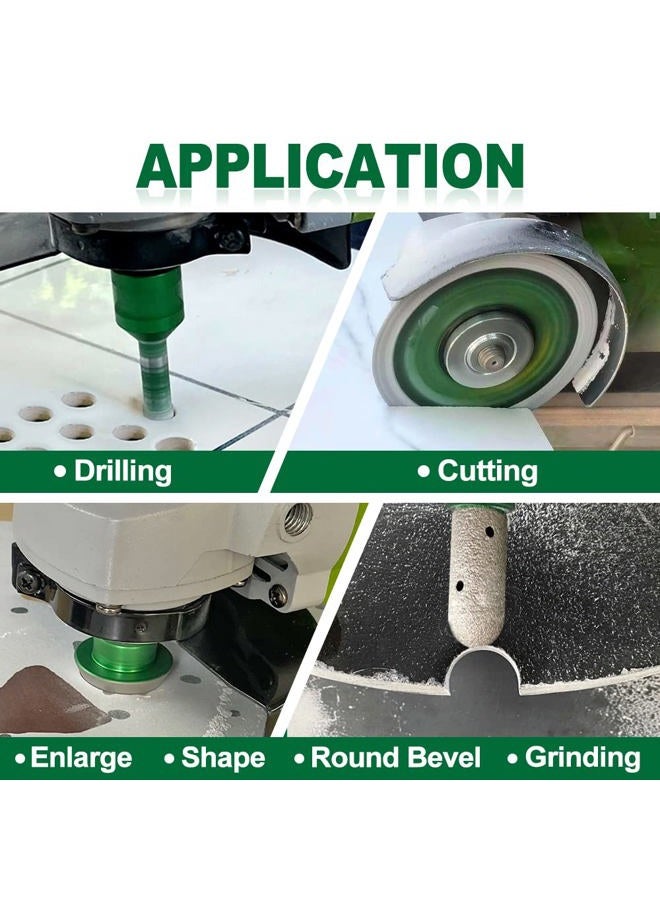 KURSTOL Diamond Core Drill Bits Kit - 11pcs 6/6/6/20/25/35/50mm+2" Beveling Chamfer Bit+3/4" Finger Milling Bit+Triangle Adapter to 5/8-11" Thread+4.5" Cutting disc for Porcelain Ceramic Tile Granite - Image 3