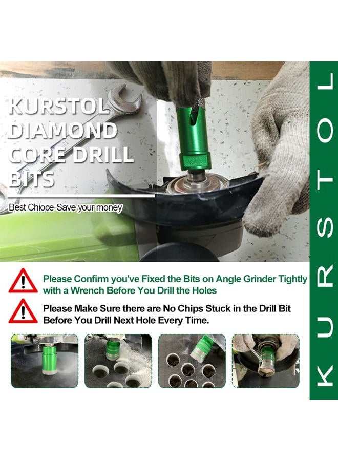 KURSTOL Diamond Core Drill Bits Kit - 11pcs 6/6/6/20/25/35/50mm+2" Beveling Chamfer Bit+3/4" Finger Milling Bit+Triangle Adapter to 5/8-11" Thread+4.5" Cutting disc for Porcelain Ceramic Tile Granite - Image 5