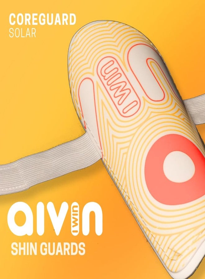 Aivin Coreguard Shin Guards with Lycra Sleeves | Lightweight, Breathable & Durable | EVA Cushioning for Impact Protection | Velcro Elastic Strap | Small, Medium, Large Sizes (Solar, L) - Image 2