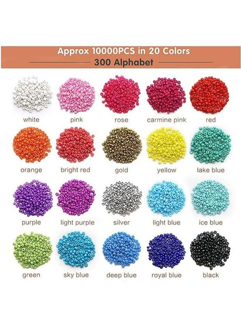 NIBEMINENT 10000-Piece Small Colourful Gemstone Bracelet Beads With A-Z Alphabet Letter DIY Bead Making Kit With Rope 7.8 x 5.2 x 0.9inch - Image 5