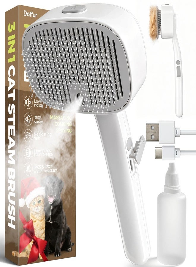 Doffur Cat Steam Brush for Dogs and Cats - Dog Steam Grooming Rechargeable Brush for Shedding Control - Self Cleaning Spay Comb with Mist and 2 Mins Timer for Long & Short Haired Pets - Image 1