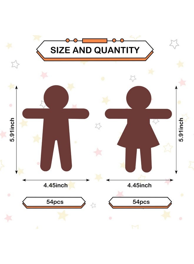 Geyee People Cut Outs Blank People Cutouts Color Paper Cutouts Boy Girl Cut Out Person Multicultural Creative Cut-Outs For Craft Art Project Home School Design Decoration(54 Pcs) - Image 2