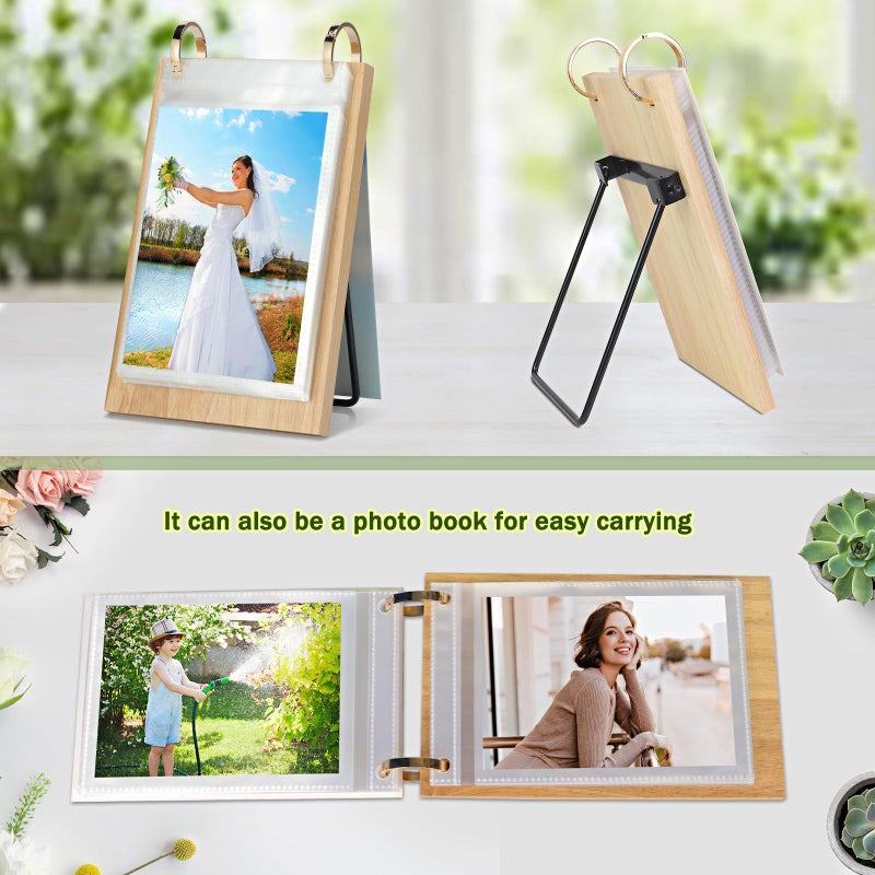 ZEEYUAN 4x6 Desk Picture Frame Vertical Standing Photo Album Collection Book for Tabletop 4x6 Flip Photo Book on Stand,Mother's Day Gift for Mom From Daughter Son Grandma Gifts - Image 2