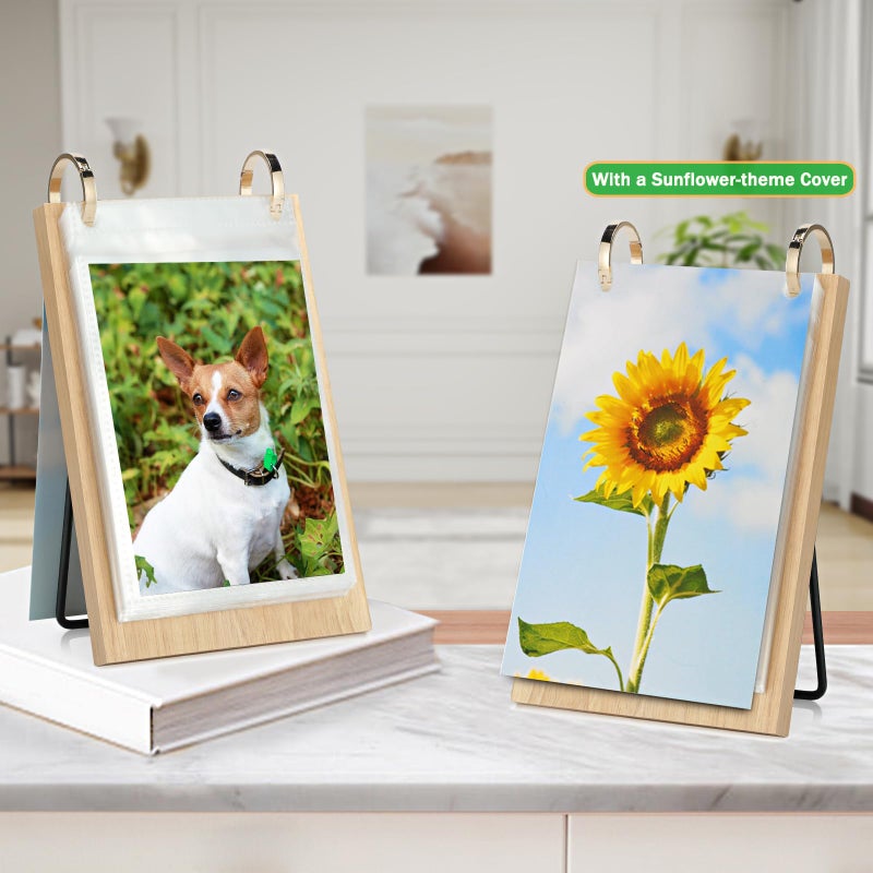 ZEEYUAN 4x6 Desk Picture Frame Vertical Standing Photo Album Collection Book for Tabletop 4x6 Flip Photo Book on Stand,Mother's Day Gift for Mom From Daughter Son Grandma Gifts - Image 4