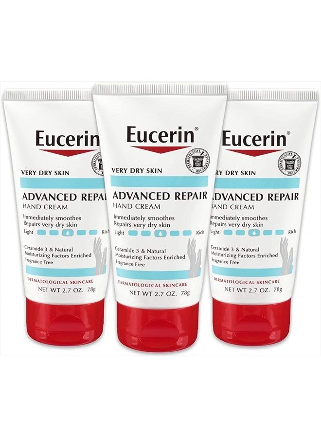 Eucerin Advanced Repair Hand Cream - Fragrance Free, Hand Lotion for Very Dry Skin - 2.7 Ounce (Pack of 3) - Image 1