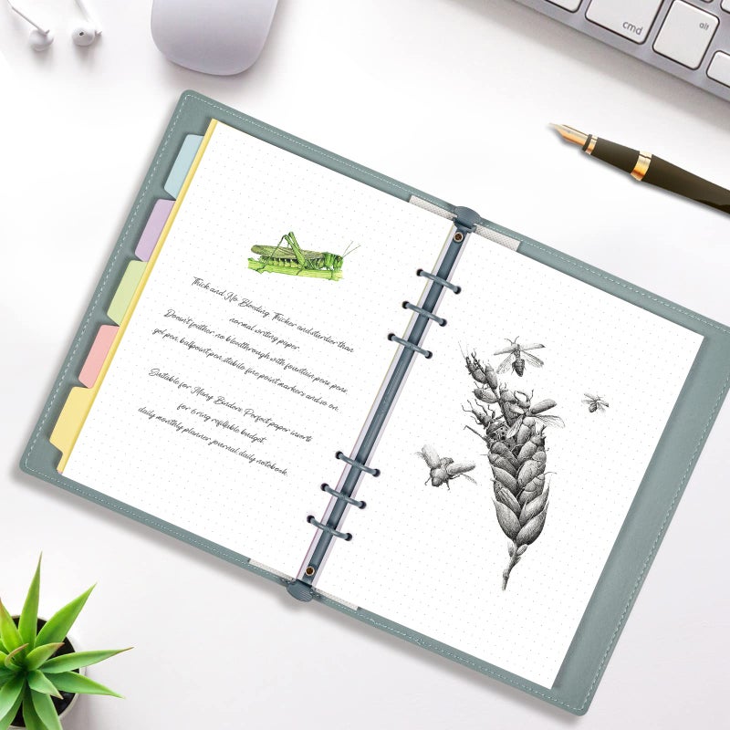 Billtigif A5 Refill Paper, Dotted Paper Planner Inserts for A5 Binder Budget Planner Journals Notebook, 6 Ring Loose Leaf Dotted Paper with Binder Dividers, 240 Pages (A5, Dotted Paper) - Image 4