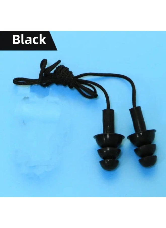 Generic Silicone Swimming Special Nose Clip Silicone Anti-soft Nose Diving Swimming Adults And Children Universal Anti-choking Nasal Plug-Colour:Black Anti-falling Corded Earplugs-three Pack  - Image 1