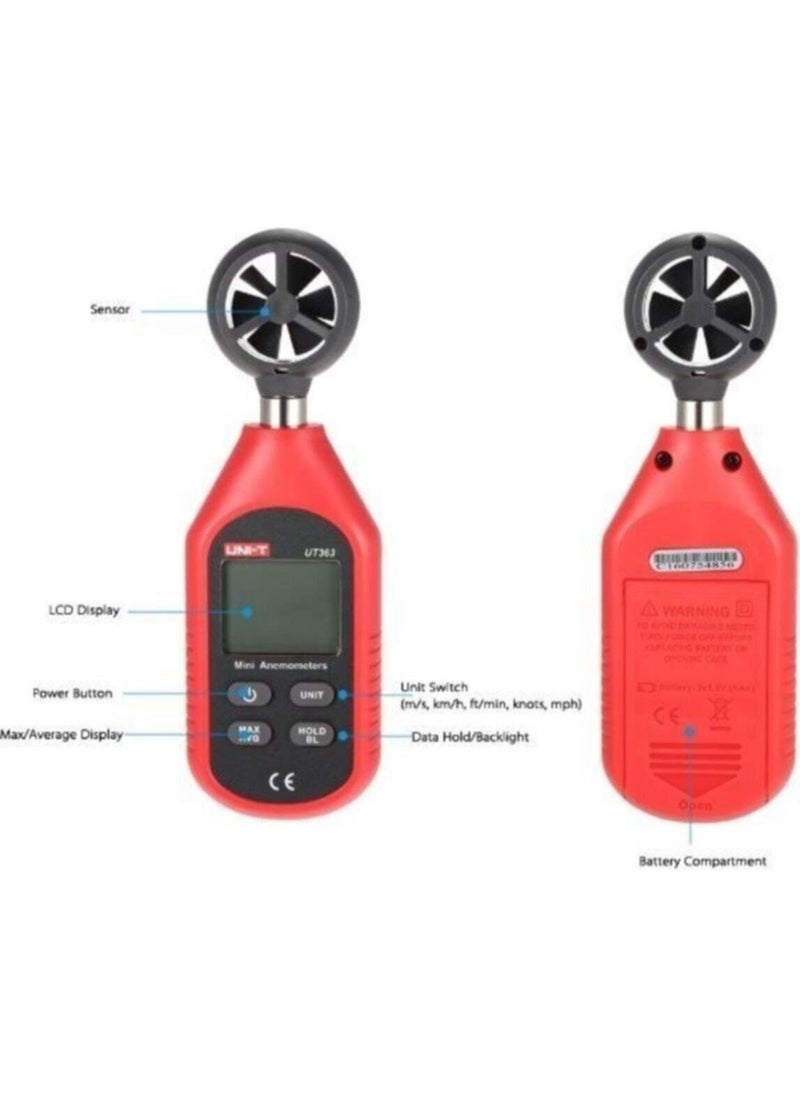 UniT Unı-T Ut 363 Mini Digital Wind Meter / Anemometer UT363  - Image 1