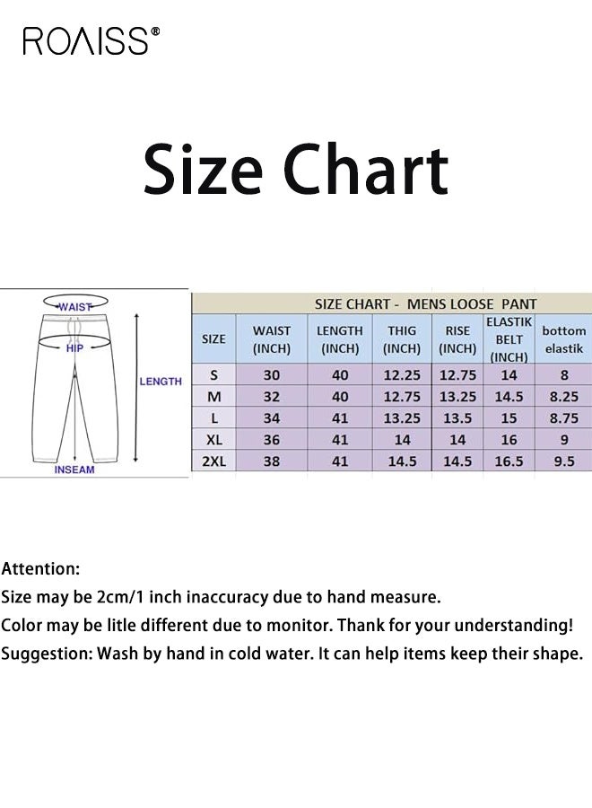 رويس بنطلون رجالي فضفاض مستقيم كاجوال مع دثار، بنطلون رياضي برباط قابل للتعديل للرجال، بنطلون رياضي واسع الساق مع جيوب في الربيع والخريف - Image 5