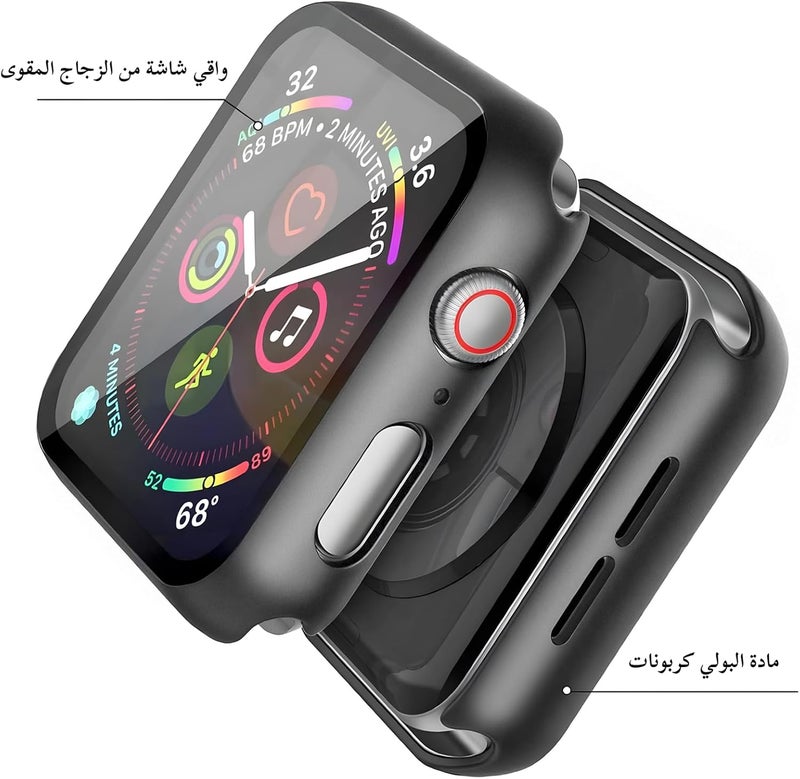 Misxi [2 Pack] Hard Black Case with Tempered Glass Screen Protector, Ultra Thin Anti-Scratch Protective Cover for iWatch 44mm Apple Watch SE 3 (2025) SE 2 SE Series 6 Series 5 Series 4 - Image 3