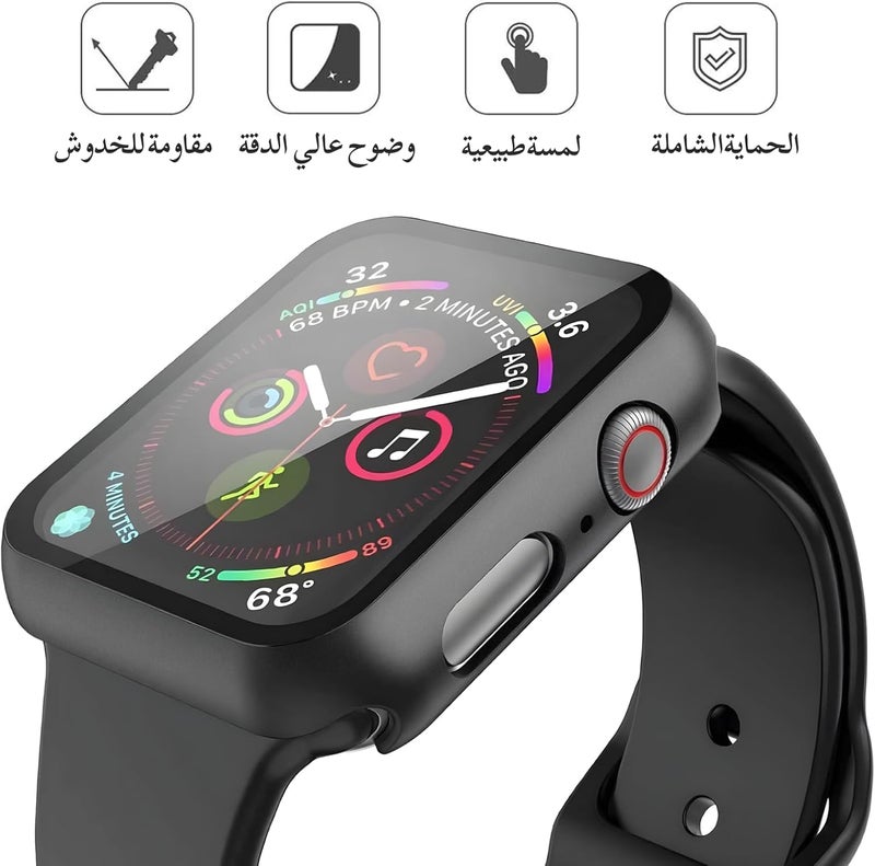 Misxi [2 Pack] Hard Black Case with Tempered Glass Screen Protector, Ultra Thin Anti-Scratch Protective Cover for iWatch 44mm Apple Watch SE 3 (2025) SE 2 SE Series 6 Series 5 Series 4 - Image 2