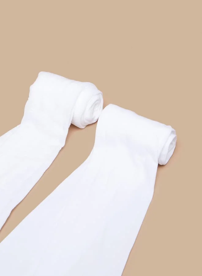 ليتل ميسي Girls Solid Tights - Set of 2