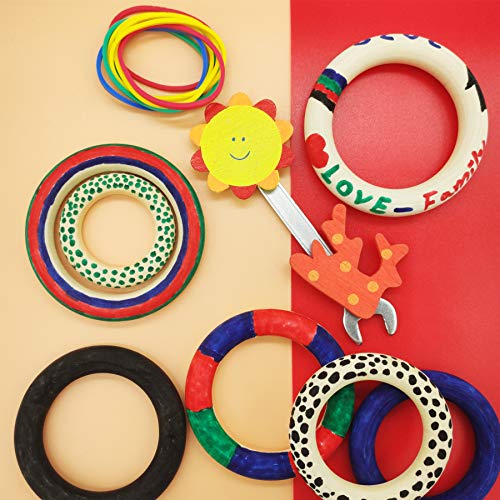 VIUJUH 50 Pieces Natural Wooden Rings for DIY Craft Unfinished Handmade Wood Rings Circles Without Paint for Wood Ring Pendant Connectors Jewelry Making (35MM(1.38")) - Image 5