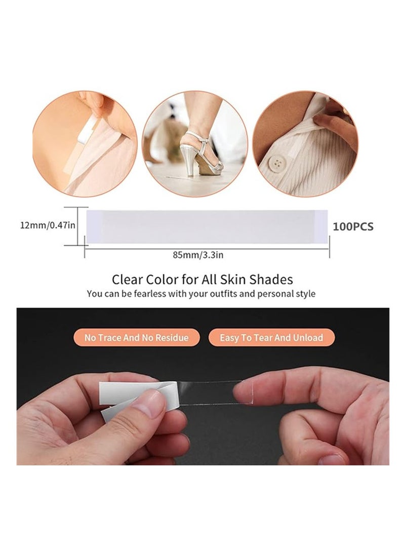 Generic 100PCS Double Sided Tape for Clothes Body Strength Tape Adhesive on Skin and Fabrics Clear Tape for All Skin Tones and Fabrics  - Image 2