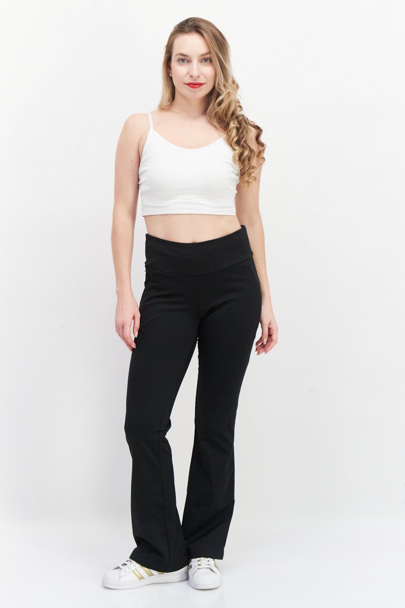Tchibo Women Regular Fit Plain Pants, Black  - Image 2