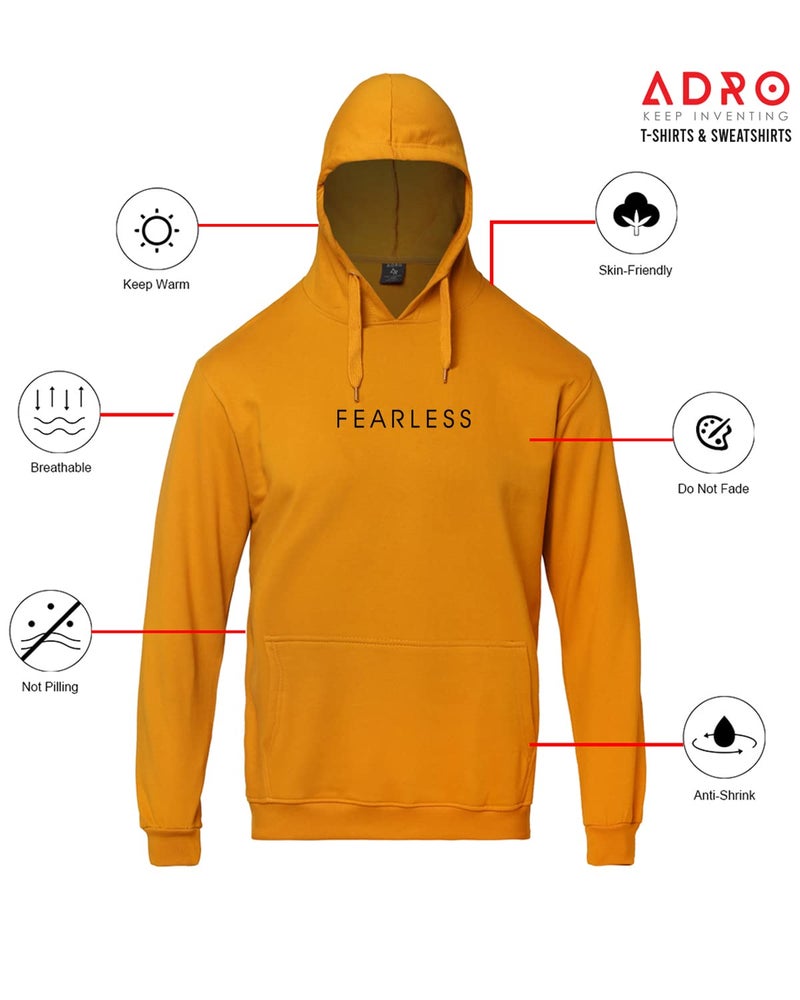 ADRO Fearless Printed Hoodie/Sweatshirt for Men (H22-M-FRL-MU_Mustard_M) - Image 3