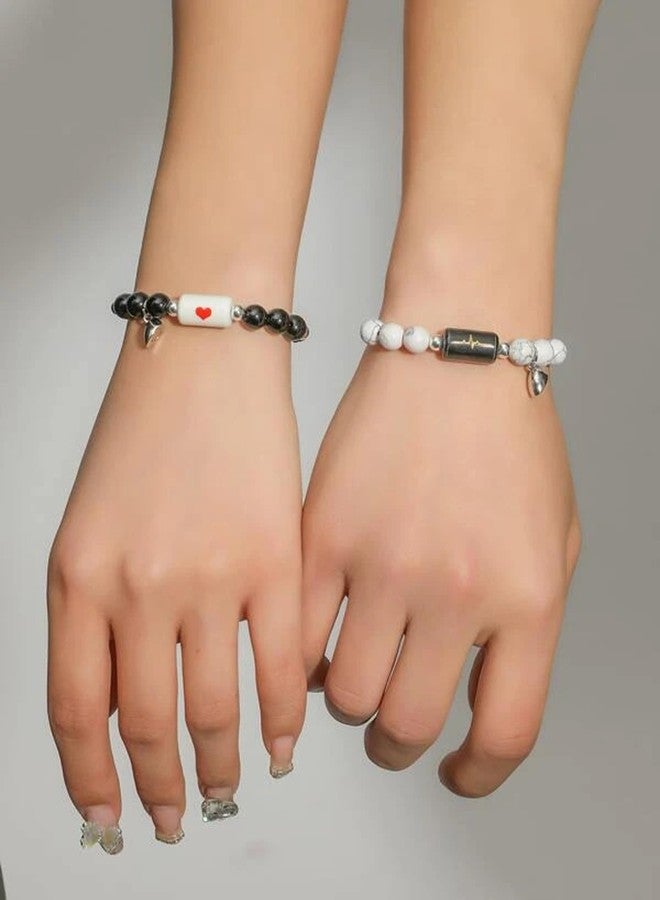 Thrillz Valentine Gift For Girlfriend Matching Bracelet For Women Megnetic Heart Beads Couple Bracelet For Men Women Girls With Heartbox Love Gifts - Image 5